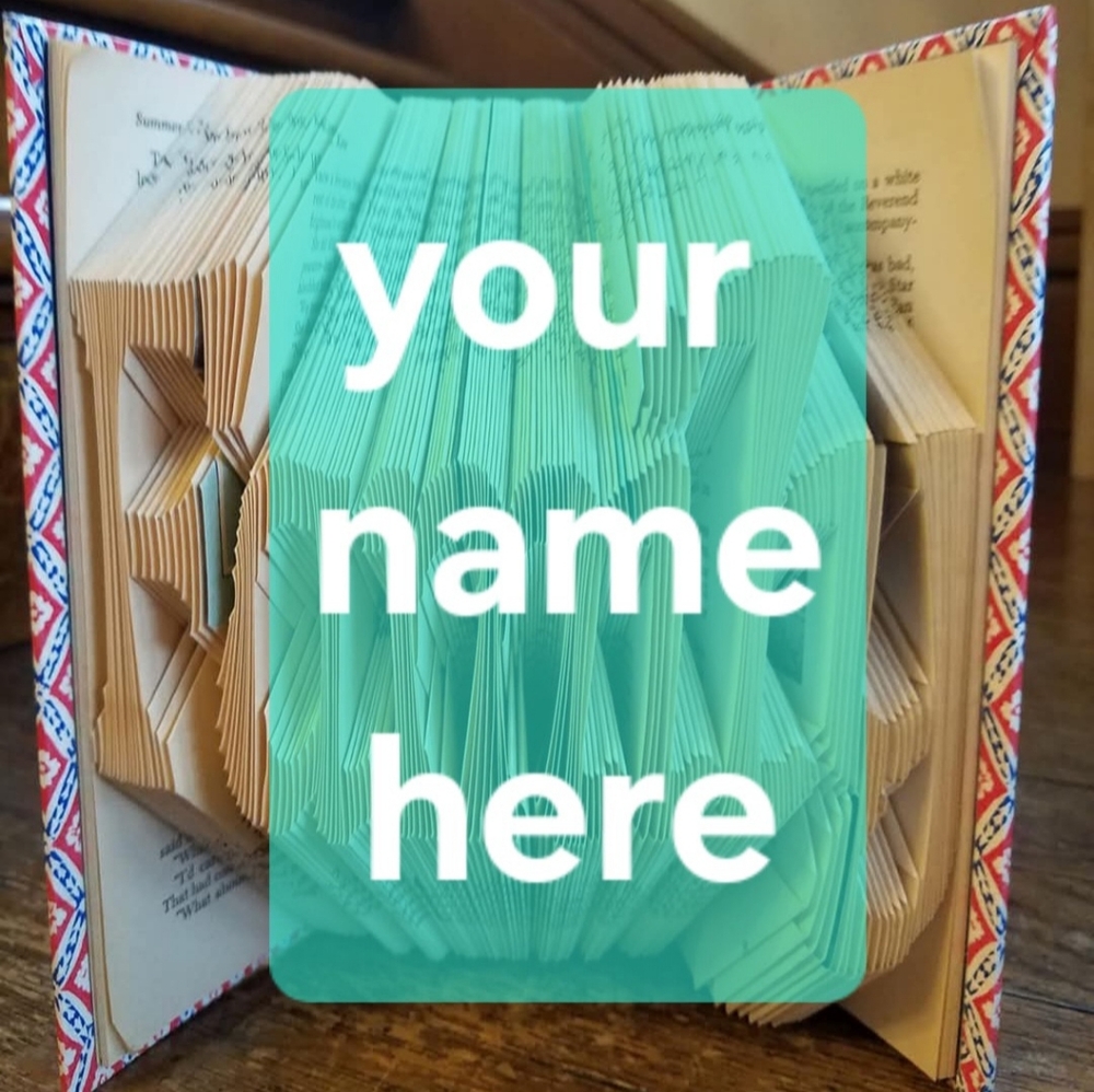 Custom Hand Crafted Book Art - your choice of word or name with UP TO 6 LETTERS